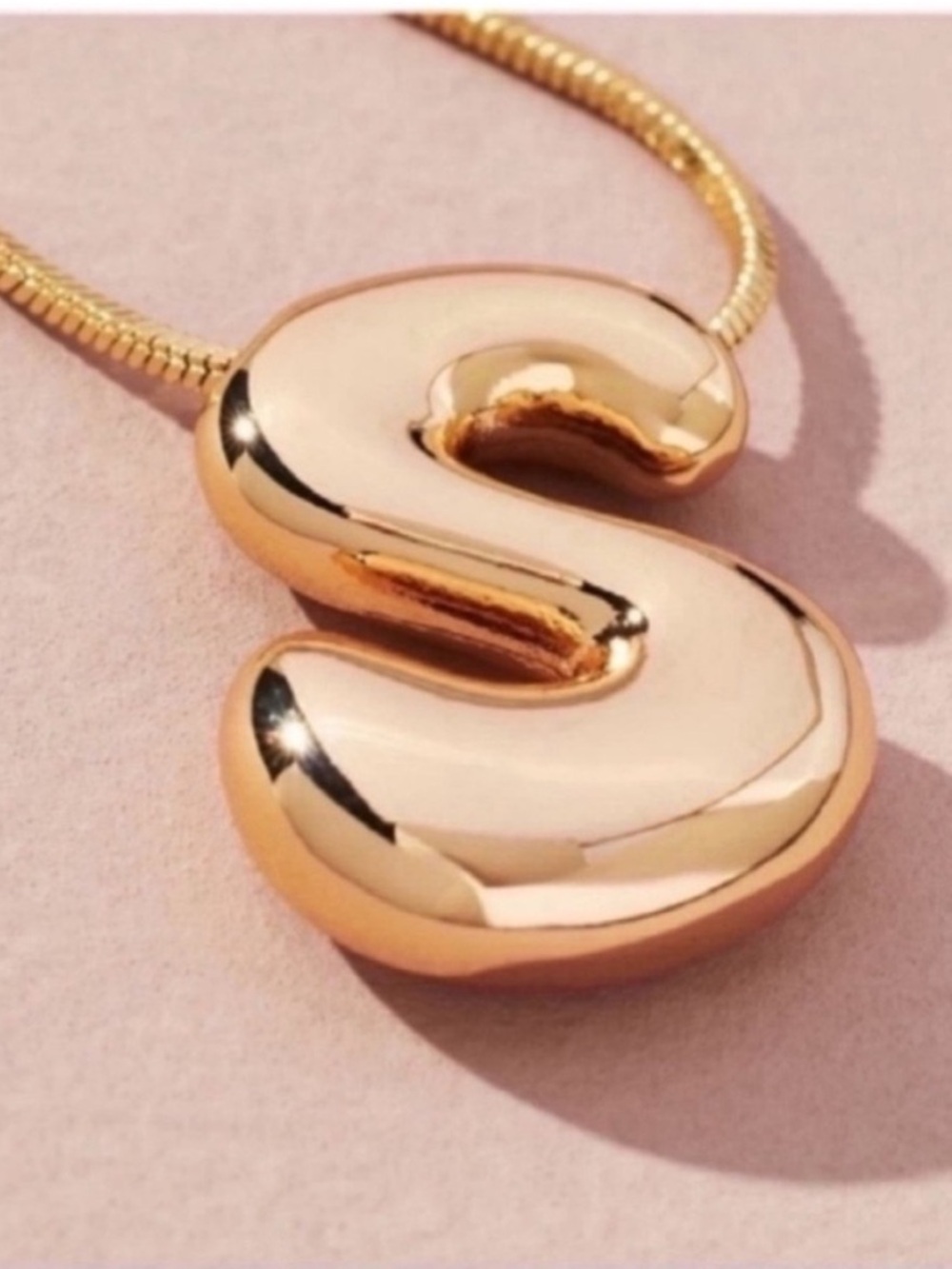 New! Gold Bubble Monogram Initial Letter Necklace NWOT